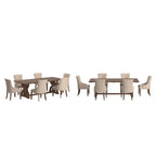 Bratislava Reclaimed Wood Table with Button Tufted Curved Back Chairs Dining Set