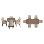 Bratislava Reclaimed Wood Table with Button Tufted Curved Back Chairs Dining Set