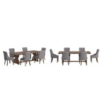 Bratislava Reclaimed Wood Table with Button Tufted Curved Back Chairs Dining Set