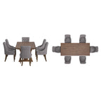 Bratislava Reclaimed Wood Table with Button Tufted Curved Back Chairs Dining Set