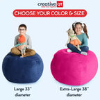 Creative QT Stuff 'n Sit Large 33'' Bean Bag Storage Cover for Stuffed Animals & Toys - Hot Pink Corduroy - Toddler & Kids