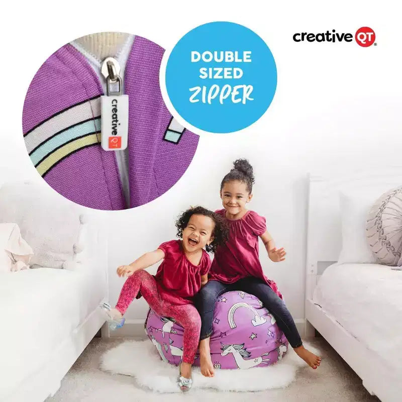 Creative QT Stuff 'n Sit Large 33'' Bean Bag Storage Cover for Stuffed Animals & Toys - Hot Pink Corduroy - Toddler & Kids