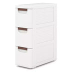 Costway 1/2 PCS 3-Drawer Narrow Rolling Storage Cabinet with Pull Handles Built-in Wheels