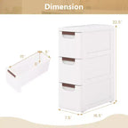 Costway 1/2 PCS 3-Drawer Narrow Rolling Storage Cabinet with Pull Handles Built-in Wheels