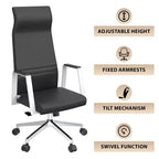 Sedia da ufficio ergonomica LeisureMod Adorit High-Back in pelle - Girevole e reclinabile - Sedia da scrivania direzionale regolabile