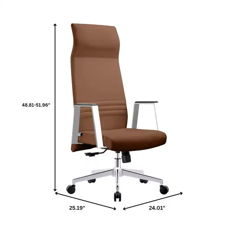 Sedia da ufficio ergonomica LeisureMod Adorit High-Back in pelle - Girevole e reclinabile - Sedia da scrivania direzionale regolabile