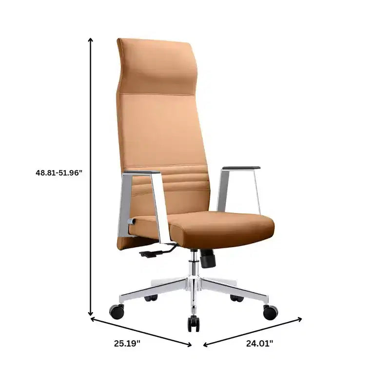 LeisureMod Adorit High-Back Ergonomic Leather Office Chair - Swivel & Tilt - Adjustable Executive Desk Chair