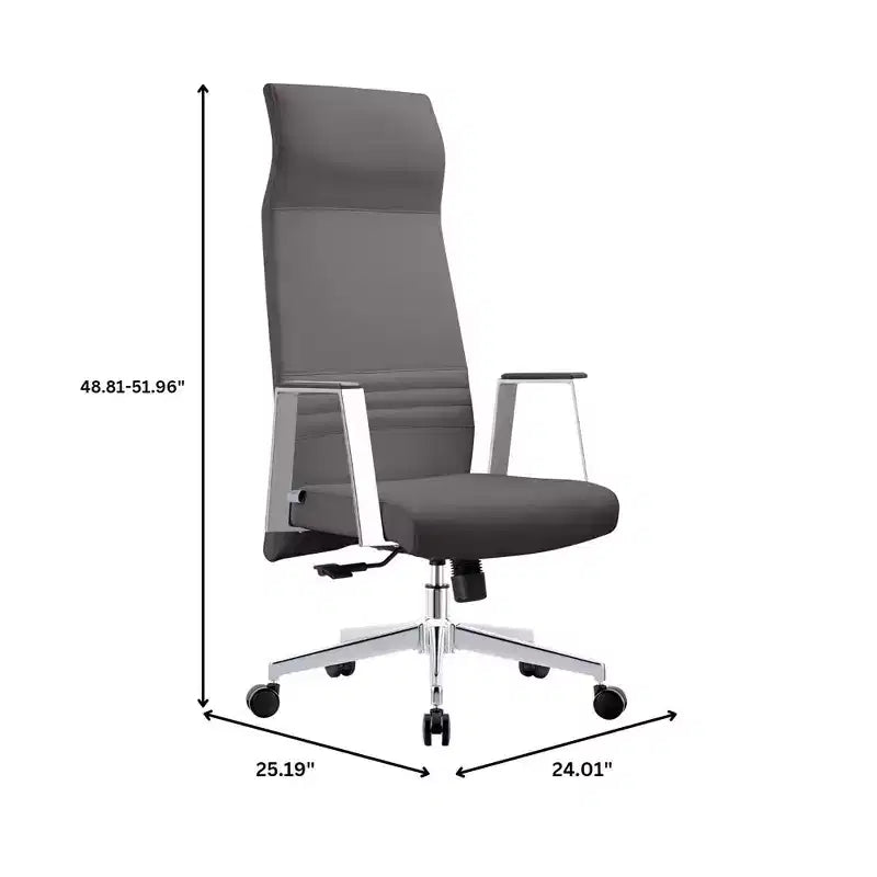 Sedia da ufficio ergonomica LeisureMod Adorit High-Back in pelle - Girevole e reclinabile - Sedia da scrivania direzionale regolabile