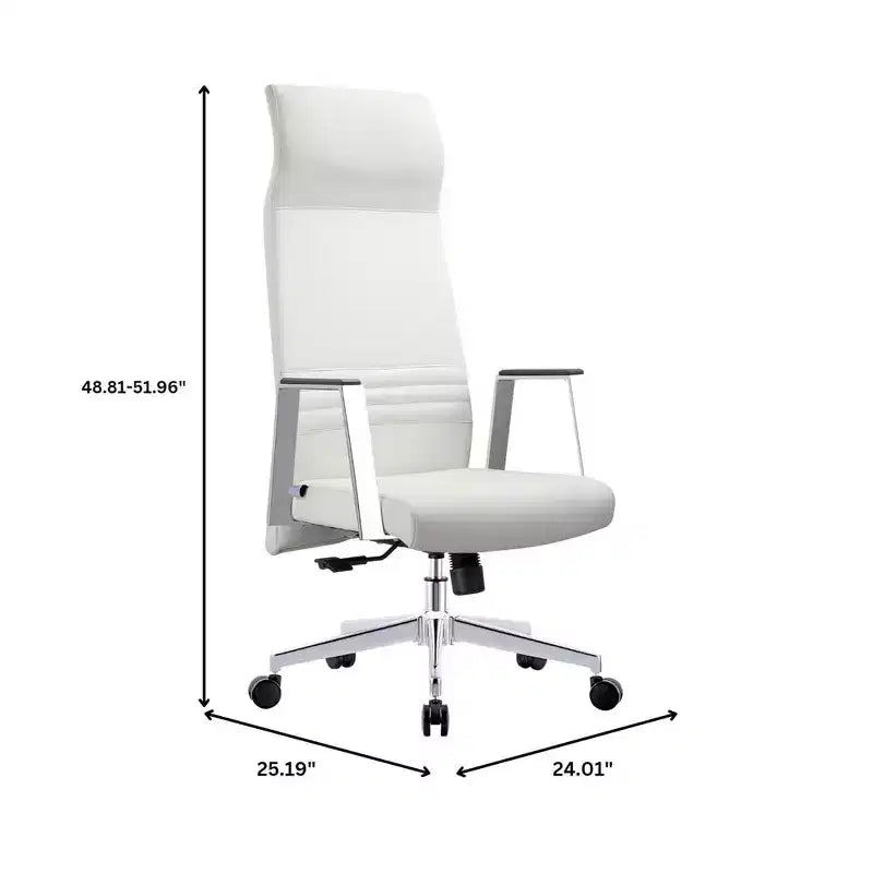 Sedia da ufficio ergonomica LeisureMod Adorit High-Back in pelle - Girevole e reclinabile - Sedia da scrivania direzionale regolabile