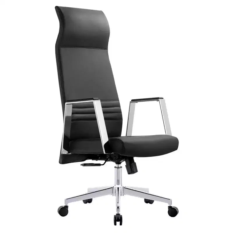 LeisureMod Adorit High-Back Ergonomic Leather Office Chair - Swivel & Tilt - Adjustable Executive Desk Chair