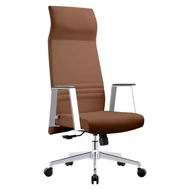 LeisureMod Adorit High-Back Ergonomic Leather Office Chair - Swivel & Tilt - Adjustable Executive Desk Chair