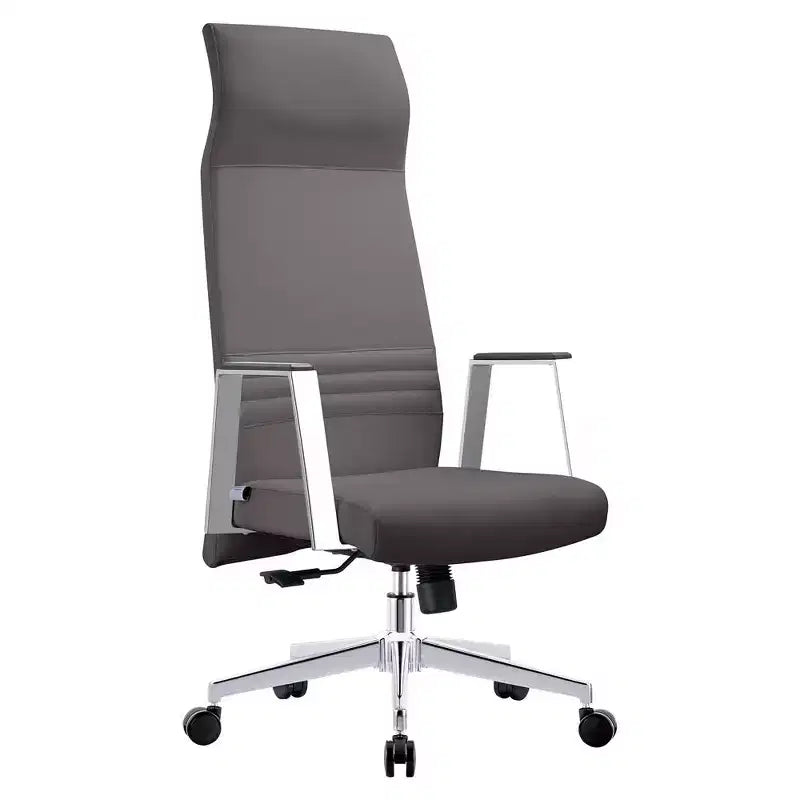 LeisureMod Adorit High-Back Ergonomic Leather Office Chair - Swivel & Tilt - Adjustable Executive Desk Chair