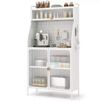 Costway 5-tier Metal Kitchen Bakers Rack with Pegboard 8 Hooks 5-position Adjustable Shelf White