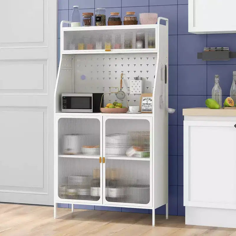 Costway 5-tier Metal Kitchen Bakers Rack with Pegboard 8 Hooks 5-position Adjustable Shelf White