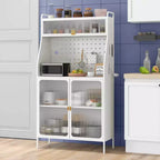 Costway 5-tier Metal Kitchen Bakers Rack with Pegboard 8 Hooks 5-position Adjustable Shelf White