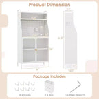 Costway 5-tier Metal Kitchen Bakers Rack with Pegboard 8 Hooks 5-position Adjustable Shelf White