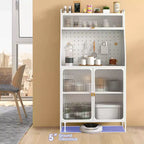 Costway 5-tier Metal Kitchen Bakers Rack with Pegboard 8 Hooks 5-position Adjustable Shelf White