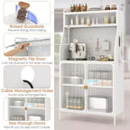 Costway 5-tier Metal Kitchen Bakers Rack with Pegboard 8 Hooks 5-position Adjustable Shelf White