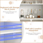 Costway 5-tier Metal Kitchen Bakers Rack with Pegboard 8 Hooks 5-position Adjustable Shelf White