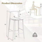 Costway Bar Chair Counter Height Stools Set of 2/4 with Acacia Wood Frame Supporting Legs White