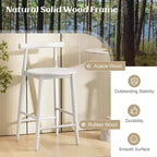 Costway Bar Chair Counter Height Stools Set of 2/4 with Acacia Wood Frame Supporting Legs White