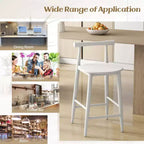 Costway Bar Chair Counter Height Stools Set of 2/4 with Acacia Wood Frame Supporting Legs White
