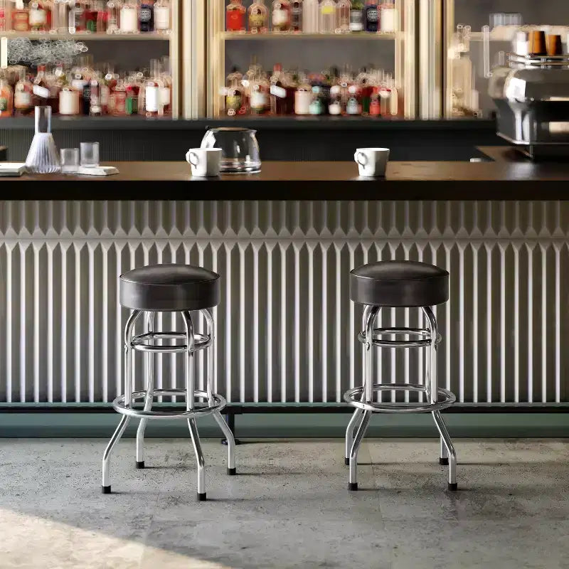 Flash Furniture 2 Pack Double Ring Chrome Barstool