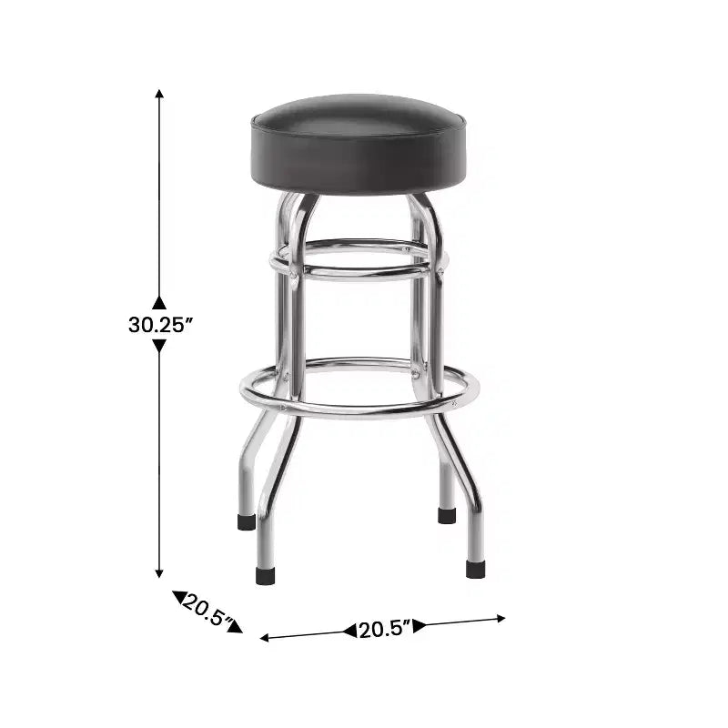 Flash Furniture 2 Pack Double Ring Chrome Barstool