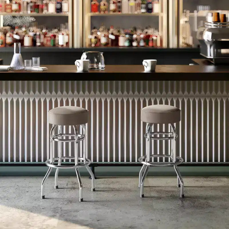 Flash Furniture 2 Pack Double Ring Chrome Barstool