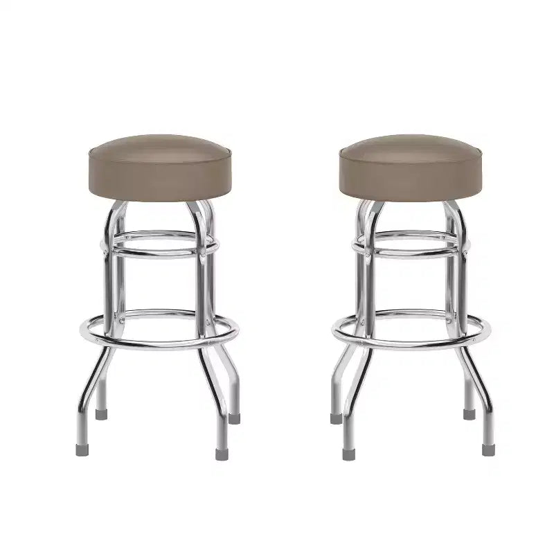 Flash Furniture 2 Pack Double Ring Chrome Barstool