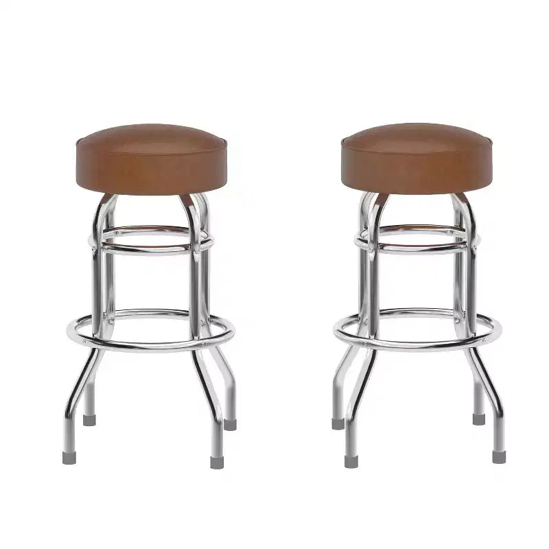 Flash Furniture 2 Pack Double Ring Chrome Barstool