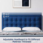 Whizmax Bed Frame, Wood Slat Support Bed Frame with Adjustable Height Headboard Button Tufted Upholstered Bed Frame