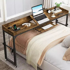 Lantine Height Adjustable Overbed Table with Wheels and Adjustable Tilt Stand