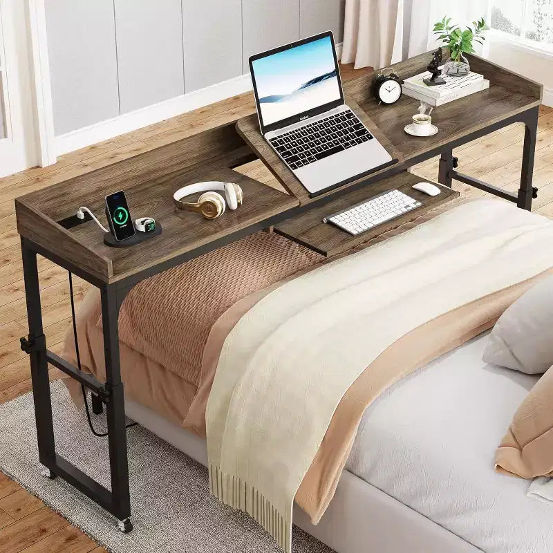 Tavolo da letto Lantine regolabile in altezza con ruote e supporto inclinabile regolabile