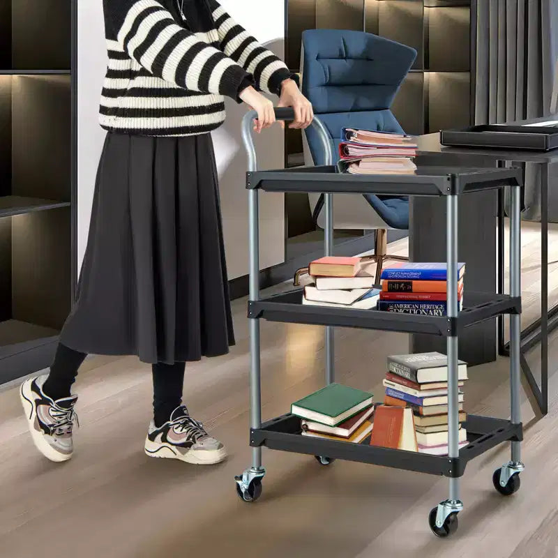 Carrello porta attrezzi multiuso a 3 livelli Costway con ruote universali bloccabili e manico ergonomico