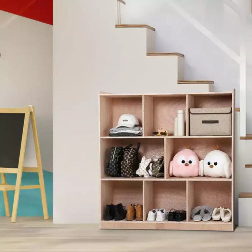 8-Compartment Solid Wood Storage Cabinet, Kids Book Shelf, Kids Toy Storage Organizer for Classrooms
