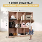 8-Compartment Solid Wood Storage Cabinet, Kids Book Shelf, Kids Toy Storage Organizer for Classrooms