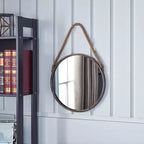Danya B 15 Gold Patina Round Mirror with Hanging Rope