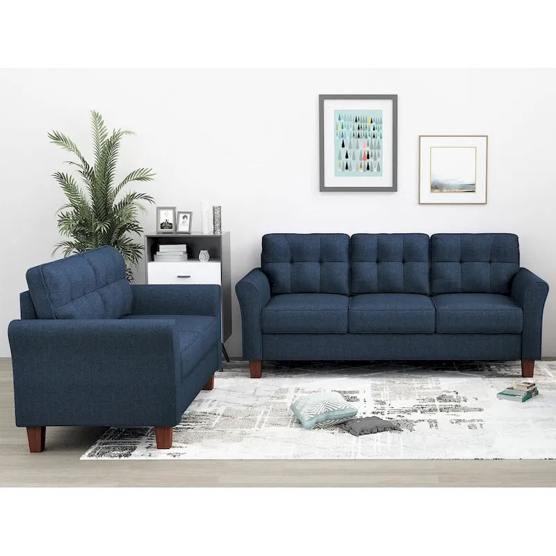 Kouchouk Tufted Mid Century 2 Piece Living Room Set- Loveseat & Sofa
