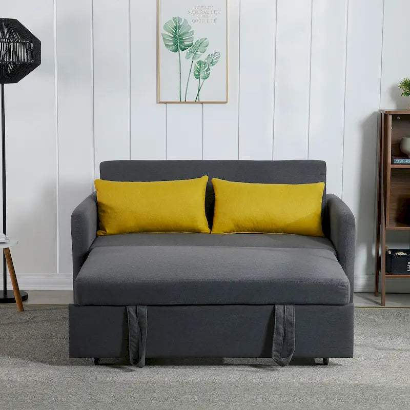 Gray Convertible Sofa Bed for 2 with USB Port