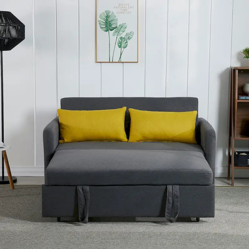 Gray Convertible Sofa Bed for 2 with USB Port