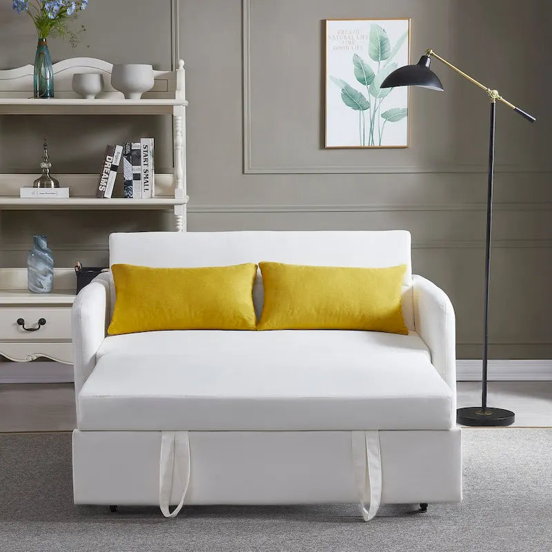 Gray Convertible Sofa Bed for 2 with USB Port