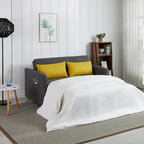 Gray Convertible Sofa Bed for 2 with USB Port