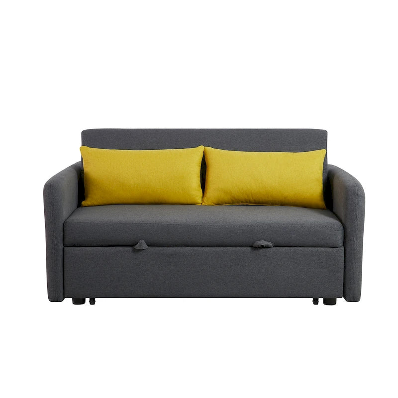Gray Convertible Sofa Bed for 2 with USB Port
