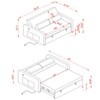 Gray Convertible Sofa Bed for 2 with USB Port