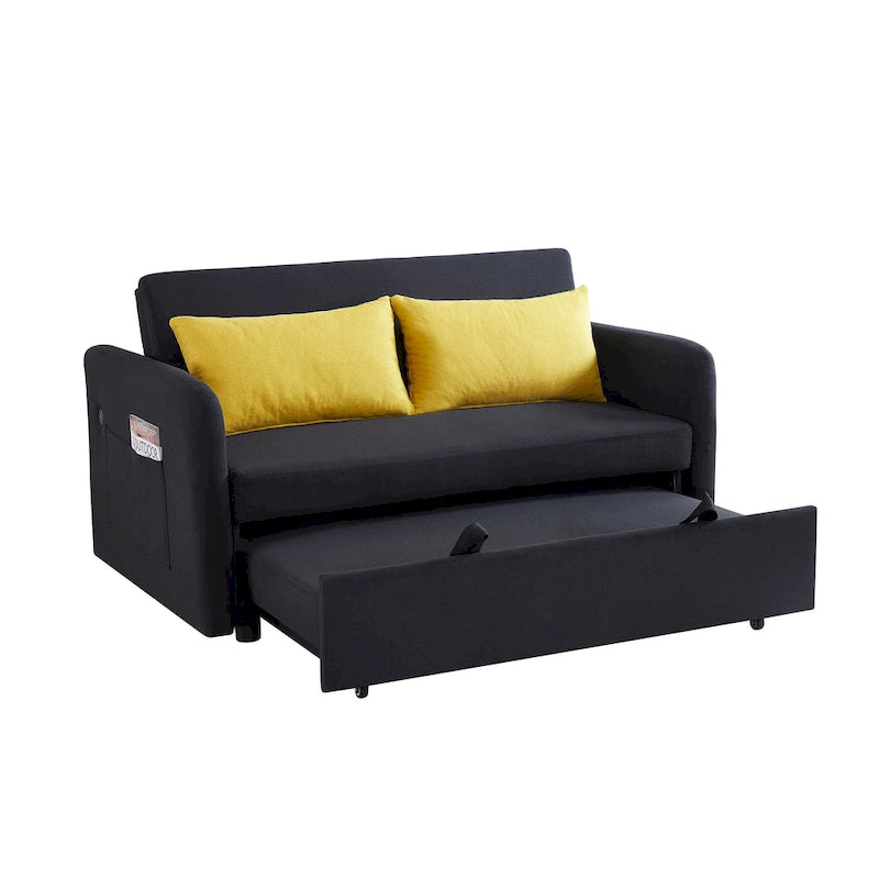 Gray Convertible Sofa Bed for 2 with USB Port