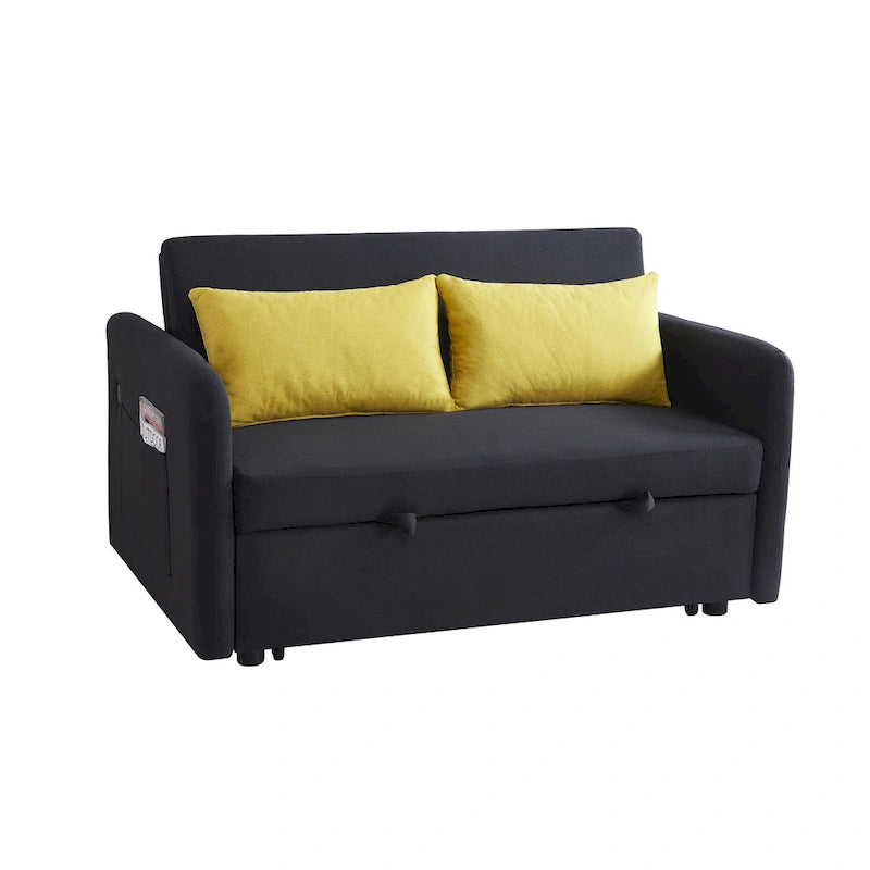 Gray Convertible Sofa Bed for 2 with USB Port