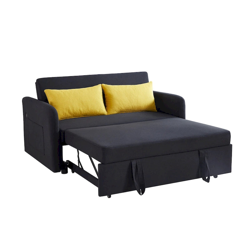 Gray Convertible Sofa Bed for 2 with USB Port