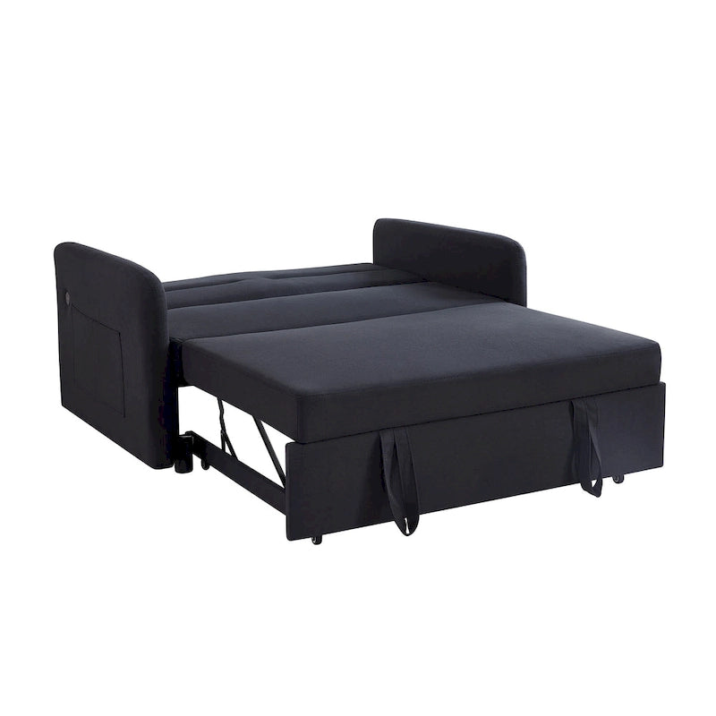 Gray Convertible Sofa Bed for 2 with USB Port