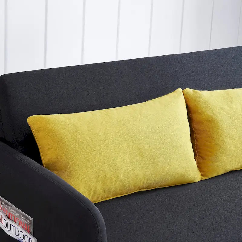 Gray Convertible Sofa Bed for 2 with USB Port